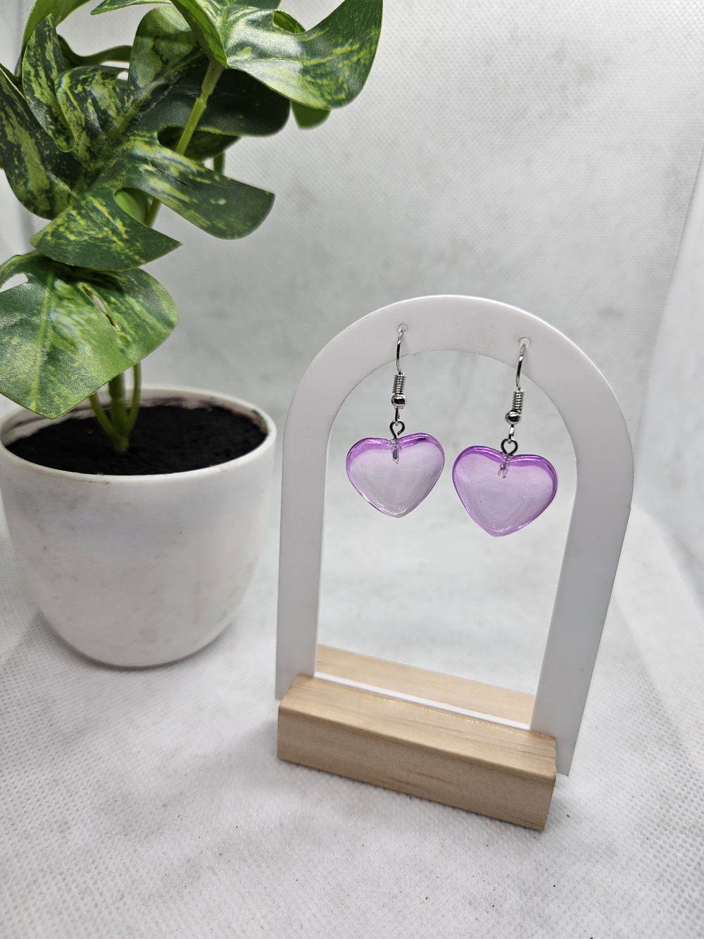 Purple Heart Dangle Earrings for Women - Charming Drop Hearts